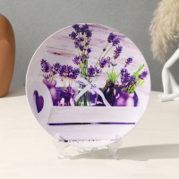 Тарелка декоративная «Букетики лаванды», с рисунком на холсте, D = 19,5 см Тарелка декоративная «Букетики лаванды», с рисунком на холсте, D = 19,5 см