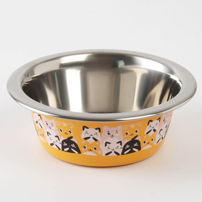 Миска для кошек и собак из нержавеющей стали &laquo;Котики&raquo;, 240 мл, 11 х 4 см