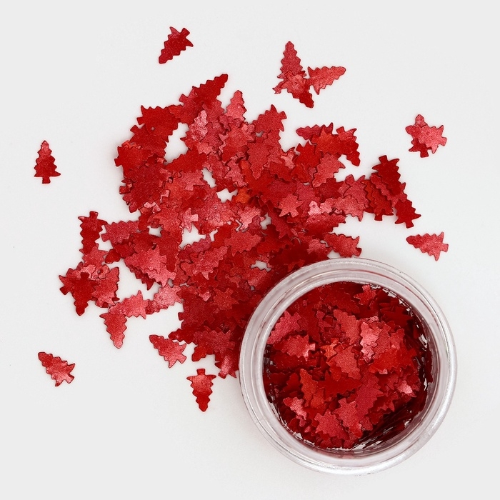 Глиттер пищевой фигурный елки красные