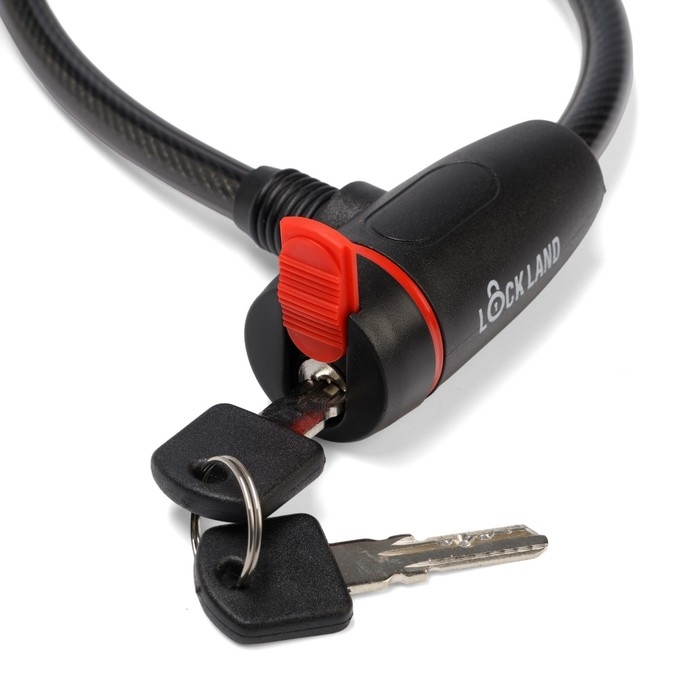 Замок навесной велосипедный LOCKLAND, 10х800 мм, перфорированный ключ с пластиковой ручкой Замок навесной велосипедный LOCKLAND, 10х800 мм, перфорированный ключ с пластиковой ручкой