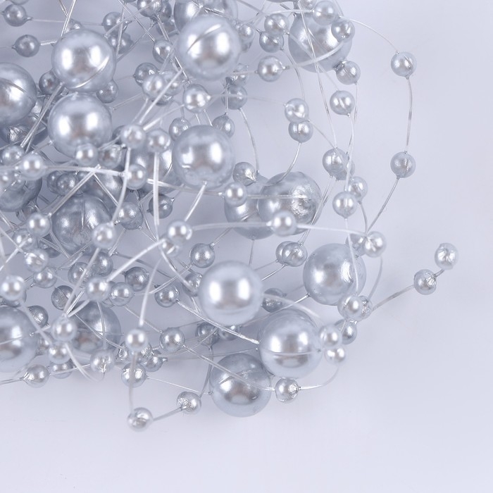 Леска для декора с бусинками, длина &mdash; 4,8 м, цвет серебряный