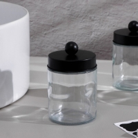 Набор баночек для ванной, 4 шт по 270 мл, стекло, цвет чёрный Набор баночек для ванной, 4 шт по 270 мл, стекло, цвет чёрный