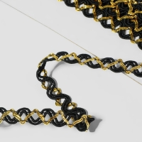 Тесьма декоративная, 10 мм, 10 &plusmn; 1 м, цвет чёрный/золотой