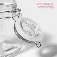 Банка стеклянная для сыпучих продуктов Доляна «Квадрат», 300 мл, 5,5×11,5 см, с бугельным замком Банка стеклянная для сыпучих продуктов Доляна «Квадрат», 300 мл, 5,5×11,5 см, с бугельным замком