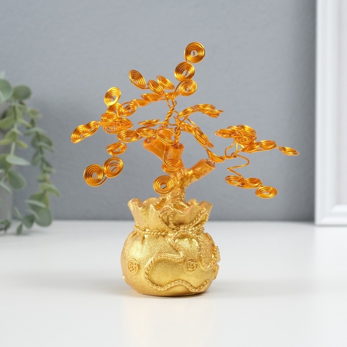 Сувенир полистоун, металл Сувенир полистоун, металл "Дерево жизни в мешке" 6х17х17 см