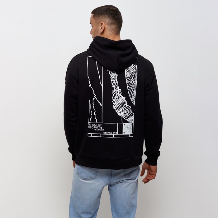 Худи мужское MINAKU "Решайся", цвет чёрный, размер 48