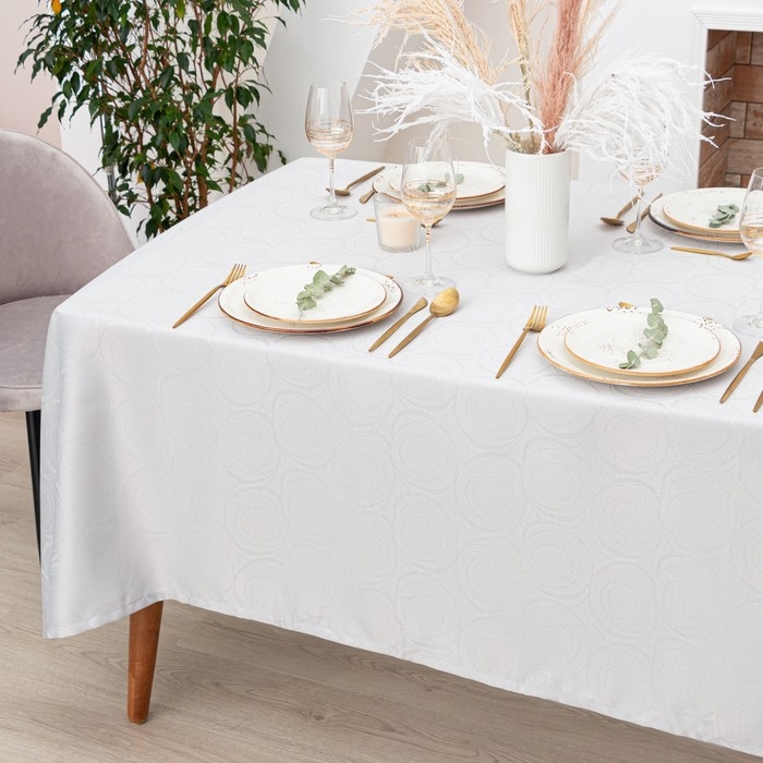 Скатерть Этель "Круги" цв.серебро, 142*220 +/-3 см, 115 &plusmn;10 гр,100%