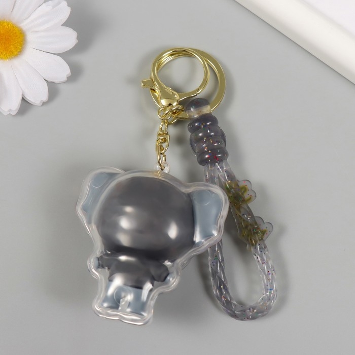 Брелок резина с карабином, ремешком Брелок резина с карабином, ремешком "Слонёнок в серой толстовке" 6х5,5х3,5 см