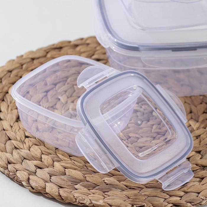 Набор ланч-боксов квадратных, 3 шт: 1, 7 л, 1 л, 0,6 л