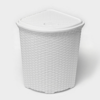 Корзина для белья угловая с крышкой &laquo;Ротанг&raquo;, 60 л, 40&times;40&times;58 см, цвет белый