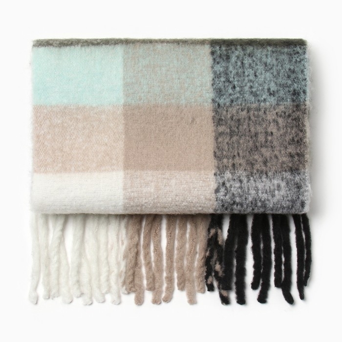 Шарф зимний объемный с кистями MINAKU клетка 210*38+18 см Шарф зимний объемный с кистями MINAKU клетка 210*38+18 см