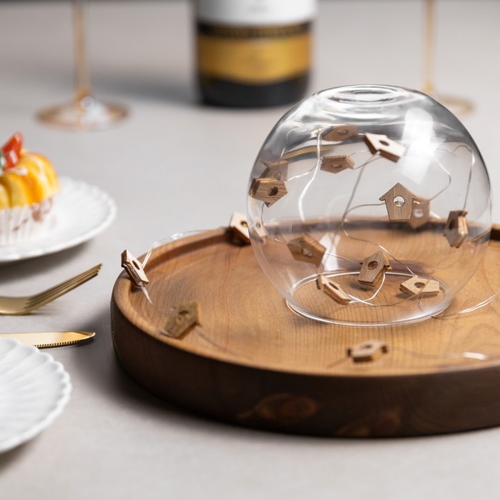 Гирлянда &laquo;Нить&raquo; 2 м роса с насадками &laquo;Домик&raquo;, IP20, серебристая нить, 20 LED, батарейки ААх2 (нет в комплекте), свечение тёплое белое