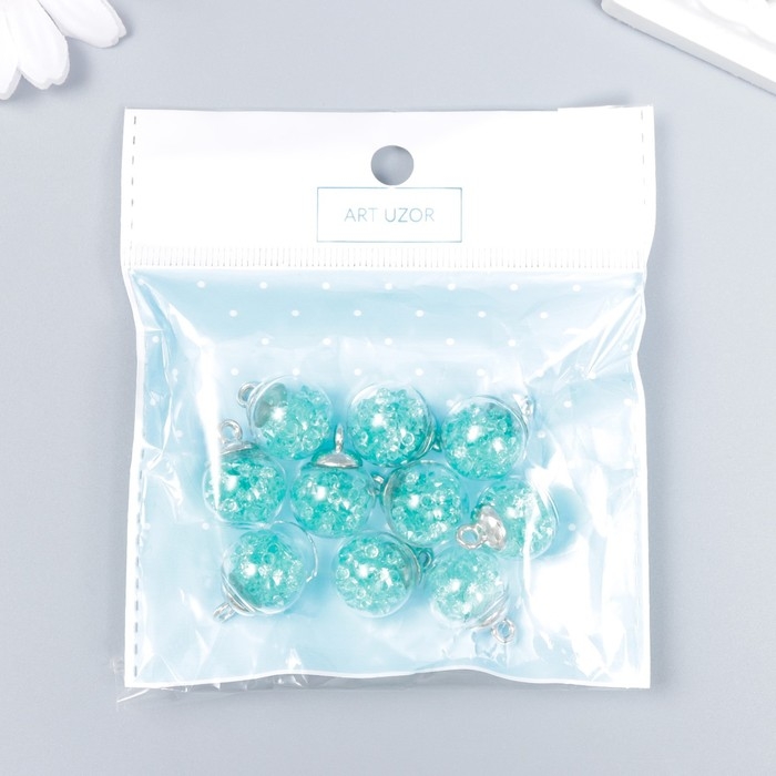 Подвеска декоративная для творчества стекло Подвеска декоративная для творчества стекло "Шар - камешки" морс. волна d=1,6 см набор 10шт