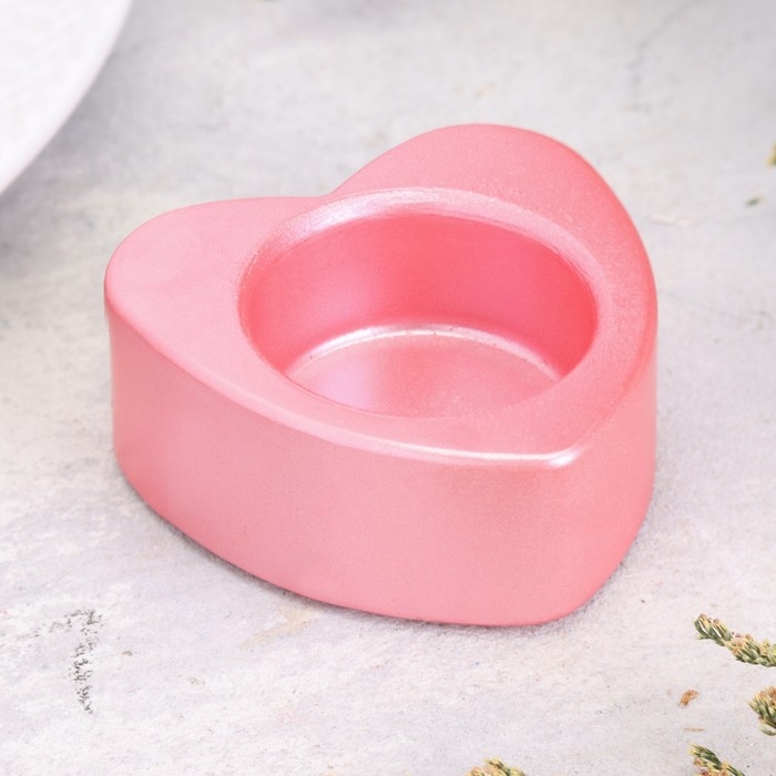 Подсвечник Подсвечник "Сердце малое. Мрамор" из гипса,7х3см,розовый