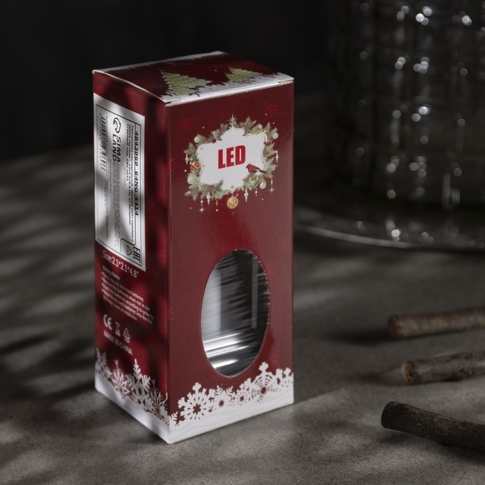 Светодиодная фигура &laquo;Серебристый фонарь со свечками&raquo; 5.5 &times; 13 &times; 5.5 см, пластик, батарейки AG13х3 (в комплекте), свечение тёплое белое