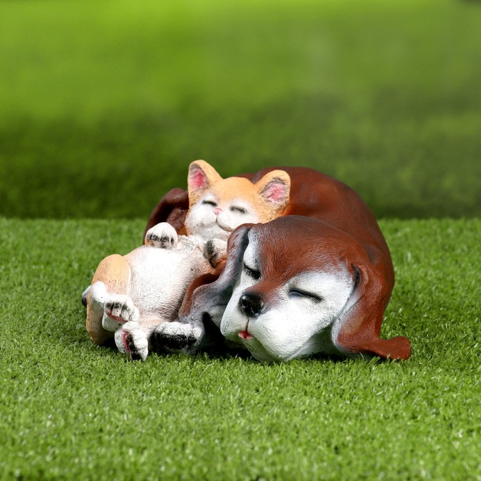 Садовая фигура Садовая фигура "Лучшие друзья" 23х27х11см, рыжий и коричневый