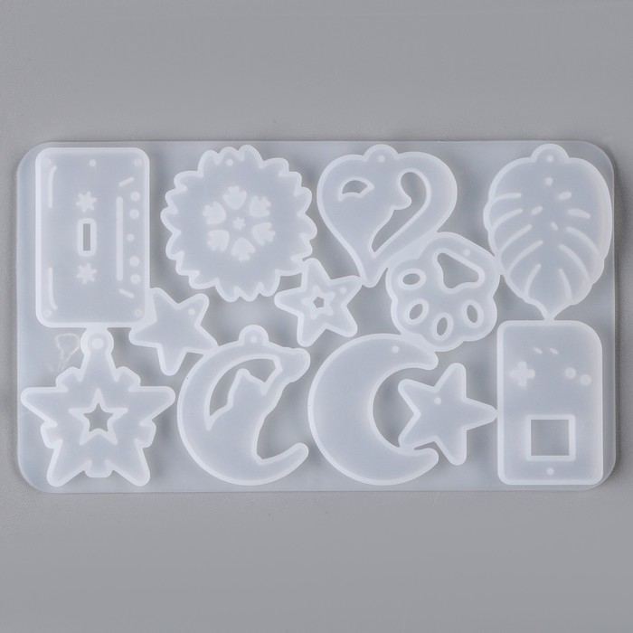 Форма силиконовая универсальная для создания сережек, кулонов, брелков - 12 шт. Форма силиконовая универсальная для создания сережек, кулонов, брелков - 12 шт.