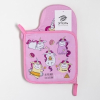 Набор кухонный &laquo;Caticorn&raquo; варежка-прихватка 20х28см, прихватка 19х19см,100% хлопок