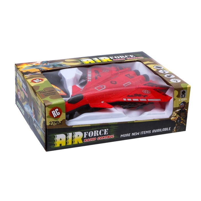 Самолет радиоуправляемый &laquo;Истребитель&raquo;, работает от батареек, цвет красный