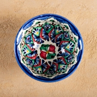 Пиала чайная Риштанская керамика "Узоры" большая, 11 см, микс Пиала чайная Риштанская керамика "Узоры" большая, 11 см, микс