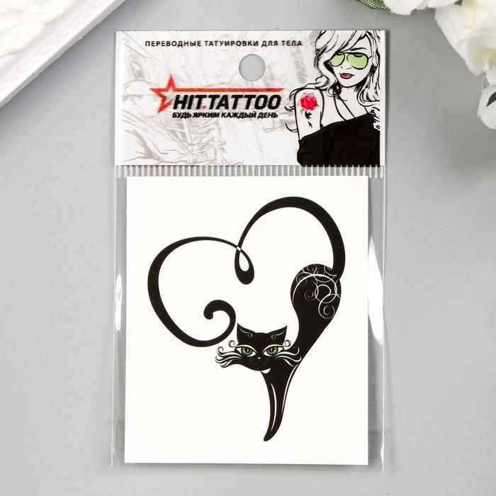 Татуировка на тело "Черная кошка" 5,3х6,3 см