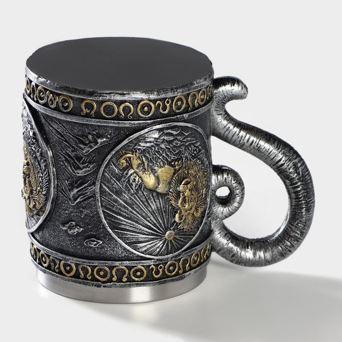 Кружка из нержавеющей стали «Лев», 400 мл, цвет серебристый Кружка из нержавеющей стали «Лев», 400 мл, цвет серебристый