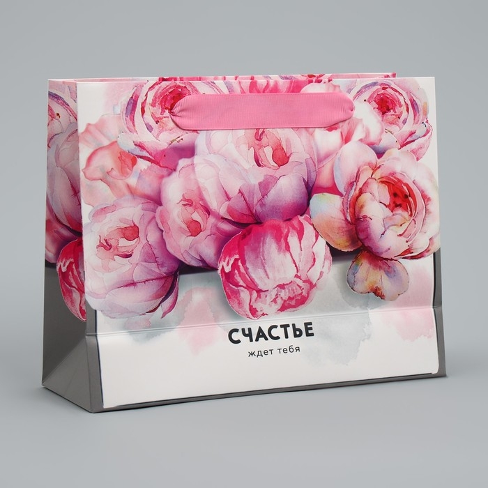Пакет подарочный ламинированный горизонтальный, упаковка, &laquo;Счастье ждёт тебя&raquo; 22 х 17,5 х 8 см