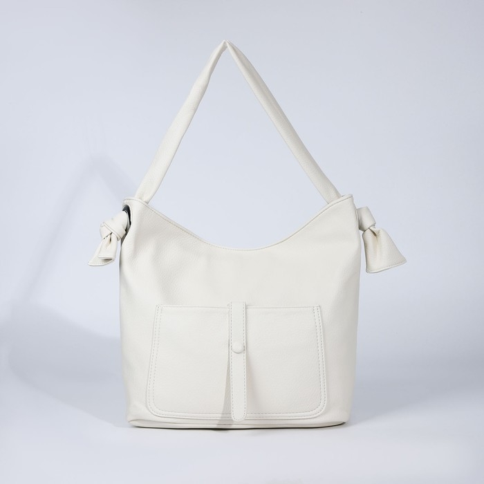 Сумка-тоут на молнии, 2 наружных кармана, цвет белый Сумка-тоут на молнии, 2 наружных кармана, цвет белый