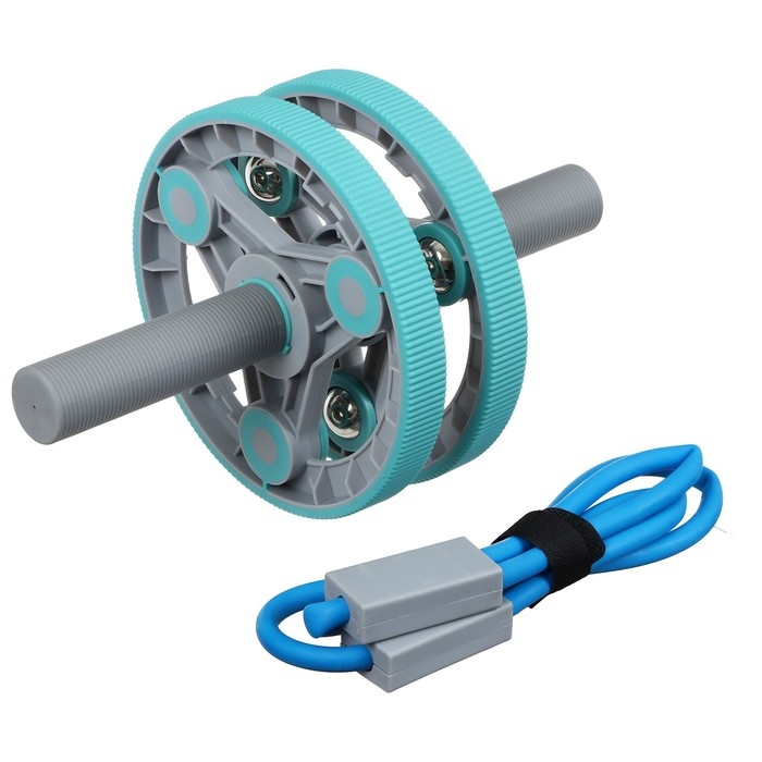 Набор для фитнеса ONLYTOP: ролик, упор для пресса, эспандер грудной, цвет бирюзовый Набор для фитнеса ONLYTOP: ролик, упор для пресса, эспандер грудной, цвет бирюзовый