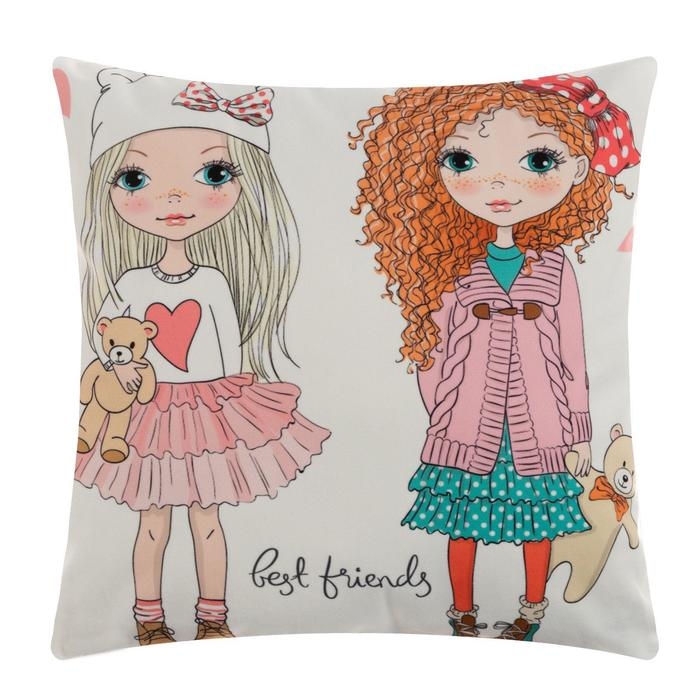 Наволочка декоративная Этель Девичьи истории&raquo;Лучшие друзья&raquo; 40х40 см, велюр