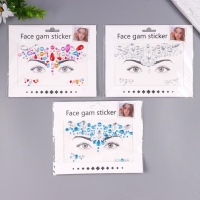 Наклейка пластик на лицо стразы "Узоры" МИКС 14,5х17,5 см Наклейка пластик на лицо стразы "Узоры" МИКС 14,5х17,5 см