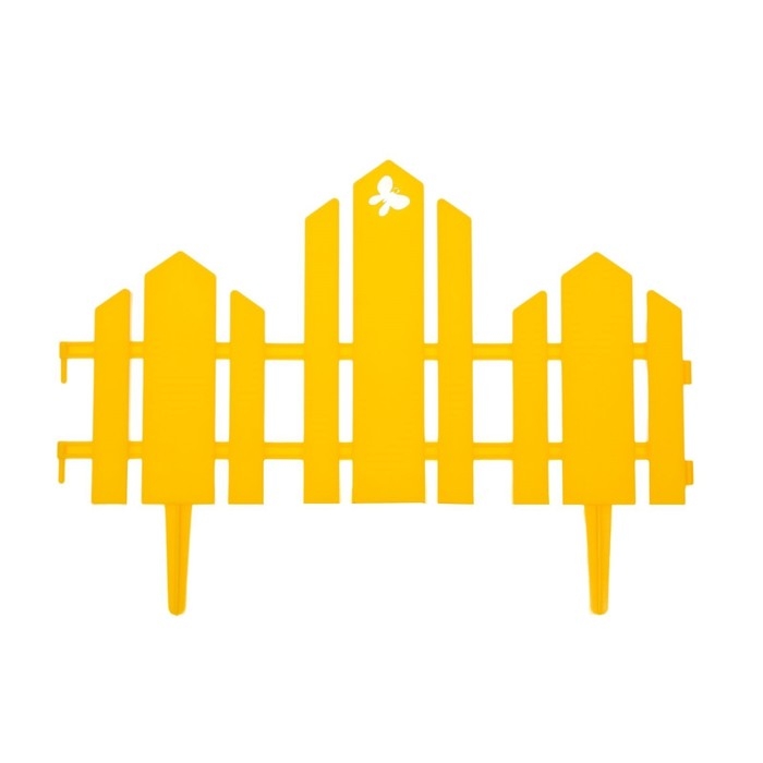 Ограждение декоративное, 25 × 170 см, 5 секций, пластик, жёлтое, «Чудный сад» Ограждение декоративное, 25 × 170 см, 5 секций, пластик, жёлтое, «Чудный сад»