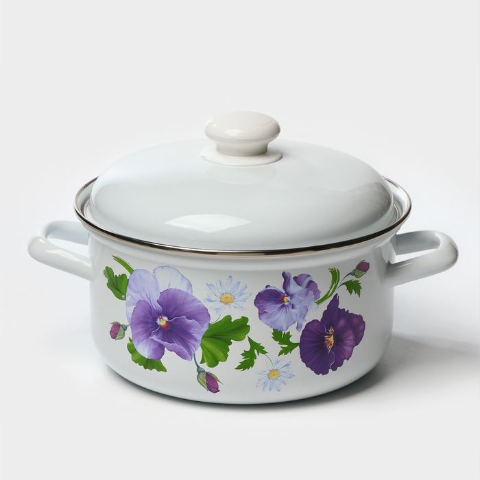 Кастрюля эмалированная «Анютины глазки», 3 л, индукция Кастрюля эмалированная «Анютины глазки», 3 л, индукция