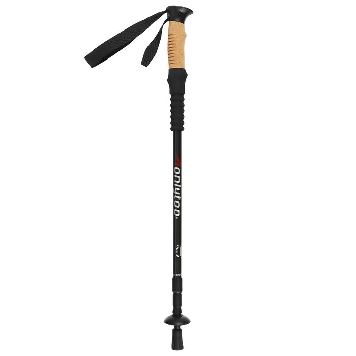 Палка для скандинавской ходьбы ONLITOP, телескопическая, 3 секции, до 135 см, цвет чёрный Палка для скандинавской ходьбы ONLITOP, телескопическая, 3 секции, до 135 см, цвет чёрный