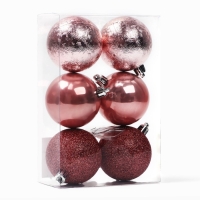 Новогодние шары ёлочные, на Новый год, d=6 см, 6 шт., цвет шампань