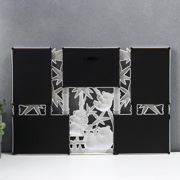 Фоторамка пластик на 5 фото 10х15 см Фоторамка пластик на 5 фото 10х15 см "Панды на бамбуке" белая 32х47 см