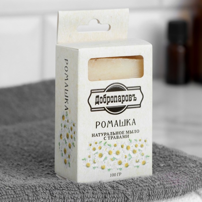 Мыло банное натуральное с травами в коробке Мыло банное натуральное с травами в коробке "Ромашка" 100 г Добропаровъ