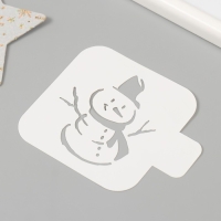 Трафарет новогодний пластиковый "Снеговик", размер 9х9 см Трафарет новогодний пластиковый "Снеговик", размер 9х9 см