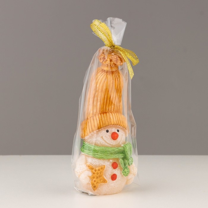 Свеча декоративная Свеча декоративная "Сказочный снеговик", 6,2х5х13,2 см, металлик