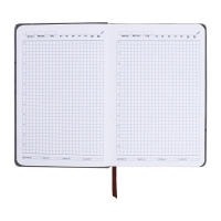 Ежедневник недатированный, А5, 140л, клетка, обл.кожзам, с хлястиком, Полоски серый Ежедневник недатированный, А5, 140л, клетка, обл.кожзам, с хлястиком, Полоски серый