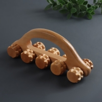 Массажёр &laquo;Гусеница&raquo;, 18 &times; 5,5 &times; 8 см, 10 колёс, деревянный