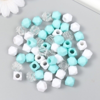 Бусины пластик "Кристалл многогранник. Мятный, белый, прозрачный" набор 30 гр 1х1х1 см Бусины пластик "Кристалл многогранник. Мятный, белый, прозрачный" набор 30 гр 1х1х1 см