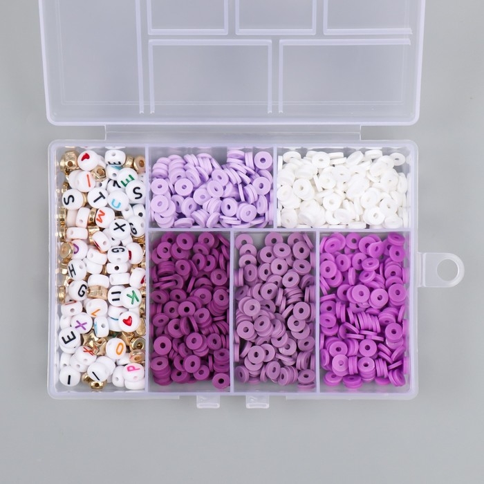 Бусины в шкатулке "Фиолетовые" нить 0,8 мм 5 м 12х8,4х2,2 см