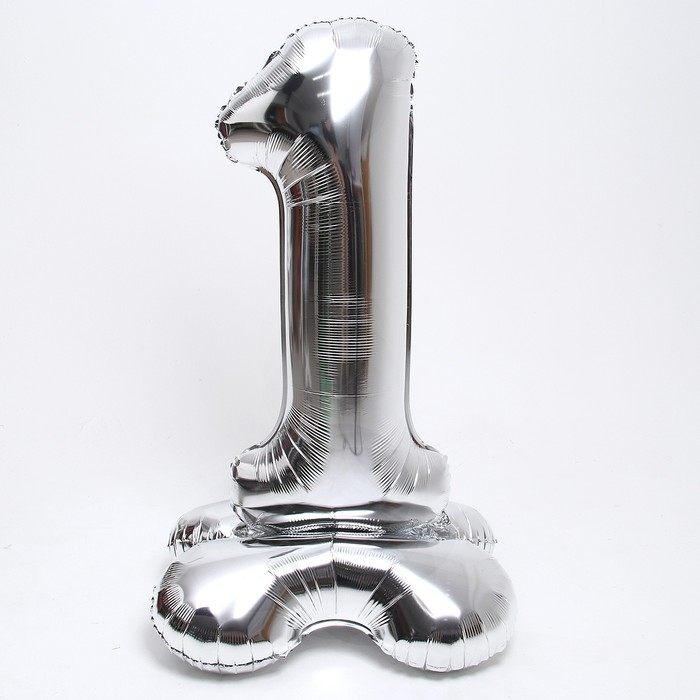 Шар фольгированный 50" &laquo;Цифра 1&raquo;, на подставке, серебро