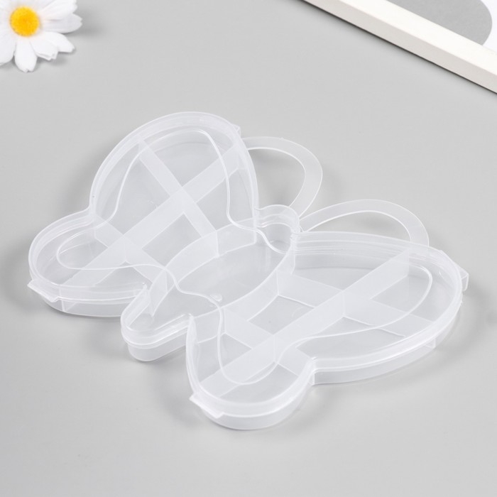 Шкатулка пластик для мелочей Шкатулка пластик для мелочей "Бабочка" прозрачная 13 отделений 14х18,5х2,5 см