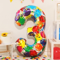 Шар фольгированный 40" «Цифра 3», яркие шары Шар фольгированный 40" «Цифра 3», яркие шары