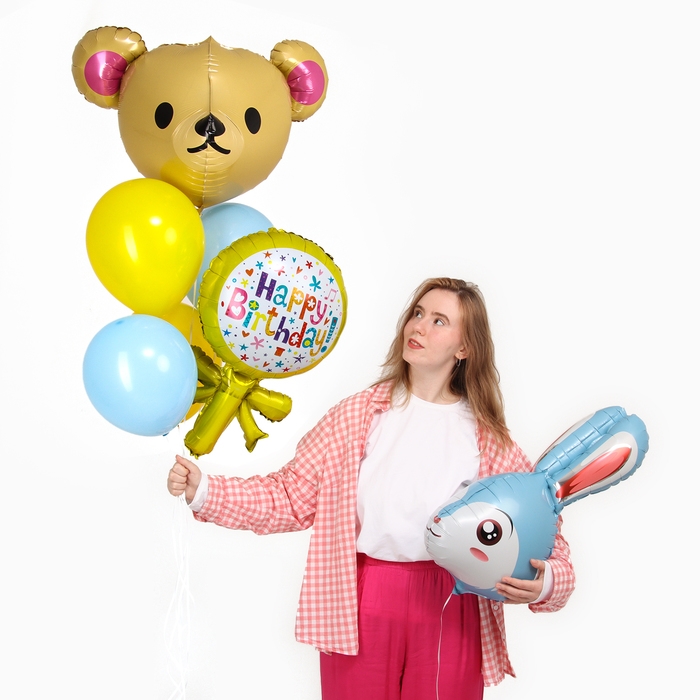 Набор шаров &laquo;Happy Birthday. Зверюшки&raquo;, латекс, фольга, 7 шт.