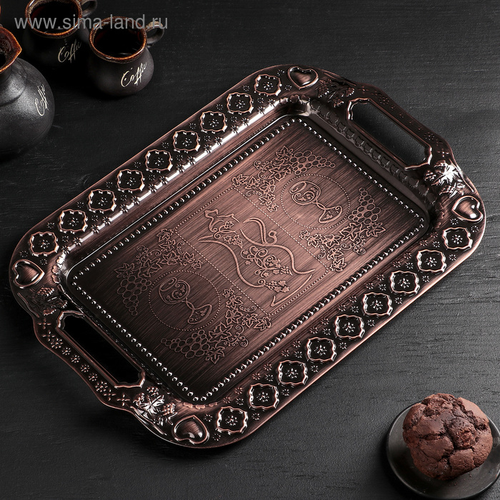 Поднос из нержавеющей стали &laquo;Дарк&raquo;, 47&times;31 см, цвет бронзовый