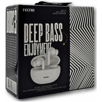 Наушники Tecno Buds 3, беспроводные, TWS, вакуумные, BT 5.3, 37/500 мАч, микрофон, белые Наушники Tecno Buds 3, беспроводные, TWS, вакуумные, BT 5.3, 37/500 мАч, микрофон, белые