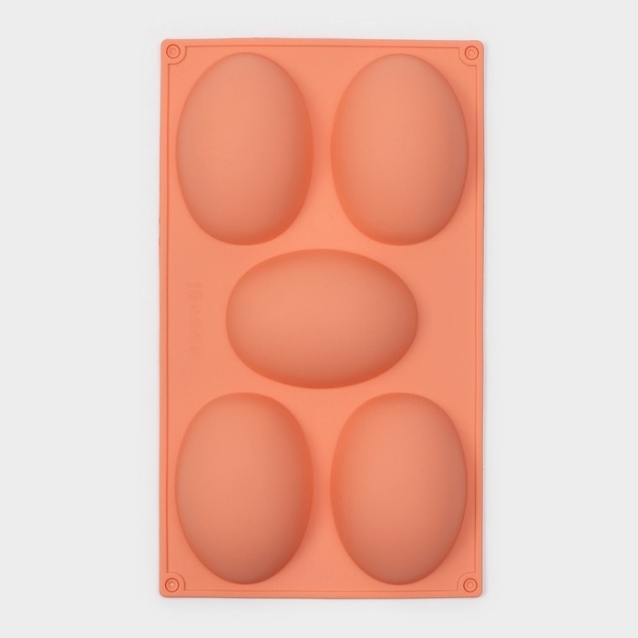 Форма для выпечки Доляна &laquo;Яйцо&raquo;, силикон, 30&times;17,5 см, 5 ячеек (10&times;7&times;3,5 см), цвет МИКС